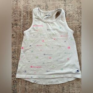 Champion Kids' White Tank Top with Colorful Logo Pattern